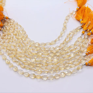 ลูกปัดพลอยซิทรินธรรมชาติทรงลูกแพร์เหลี่ยมเพชรพลอยขนาด 7x10 มม. ความยาว 8 นิ้ว - Product Image 1