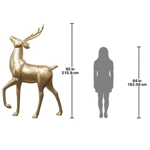 Sculpture de cerf en aluminium de 85 cm de haut, figurine animale abstraite artisanale, décoration de Noël moderne et écologique pour table de salon - Product Image 6