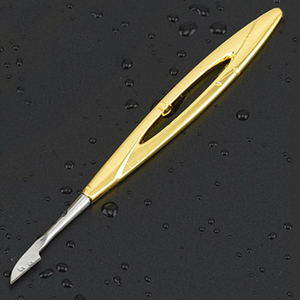 Ensemble de 7 pousse-cuticules carrés en acier inoxydable plaqué or avec manche creux, spatule, cuillère, fourchette en V, aiguille, réutilisable, double usage - Product Image 5