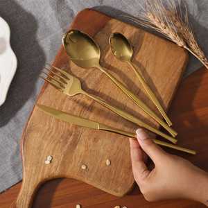 Ensemble de couverts décoratifs en acier inoxydable doré, couverts de luxe pour la salle à manger, la cuisine, le restaurant, l'hôtel et la maison - Product Image 1