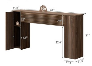 Mesa Consola Moderna Hecha a Mano de Madera de Teca Sólida con Almacenamiento para Comedor, Apartamento, Sala de Estar, Mueble de Entrada - Product Image 6