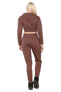 Vintage Crop Tracksuit <b>Set</b> for Women's Fitness & Casual Wear Stylish 2 Piece Long <b>Set</b> Quick Dry Breathable Cotton Hooded Design - Product Image 3