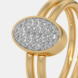 Anillo de oro amarillo con triple banda y racimo de diamantes ovalados - Product Image 5