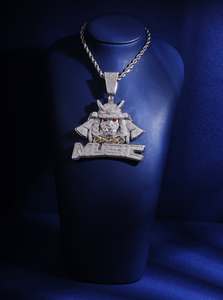 Colgante Personalizado con Incrustaciones de Moissanita, Logotipo de Samurái, Chapado en Rodio, Plata, Joyería Hip Hop Unisex - Product Image 2