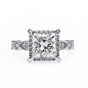 Bague de fiançailles, de mariage ou d'anniversaire en or massif 14 carats avec diamant de laboratoire taille princesse 2 carats, design de luxe - Product Image 3