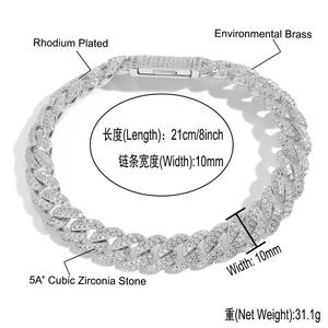 Bracelet en diamant moissanite de qualité supérieure avec design à maillons cubains réglables, disponible à prix d'exportation depuis l'Inde - Product Image 2