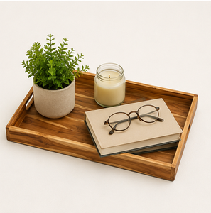 Wholesale Premium Handcrafted Teak Wood Serving <b>Tray</b> Eco-Friendly Rectangular Decorative Ottoman <b>Tray</b> For Coffee Table <b>Breakfast</b> - Product Image 4