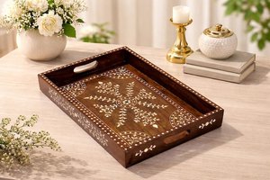 Bandeja de Servir de Madera Natural de Alta Calidad con Incrustaciones de Madreperla para Vajilla de Fiesta Árabe, Venta al por Mayor desde Vietnam - Product Image 4