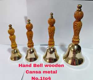 Campanas de Latón Grabadas a Mano con Asas de Madera, Color Personalizado, Decoración para el Hogar, Templo, OEM, Venta al por Mayor, Exportación desde India - Product Image 5