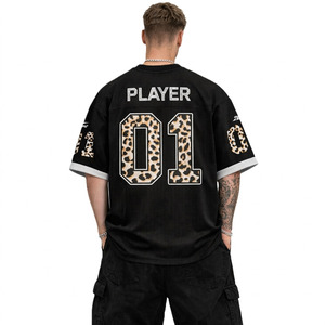 เสื้อฟุตบอลอเมริกันตาข่ายขนาดใหญ่พิเศษ สกรีนโลโก้เองได้ เสื้อฟุตบอลสตรีทแวร์ พิมพ์หมายเลขแบรนด์ส่วนตัว ชุดทีม - Product Image 3