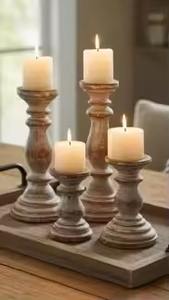 Porte-bougie en bois, nouveau design - Product Image 3