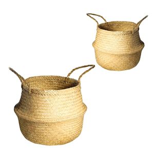 Decorative Handmade SEAGRASS <b>BELLY</b> <b>BASKETS</b> for Plant Pot Cover and Decor, Foldable Storage and Laundry <b>Basket</b> - Product Image 1