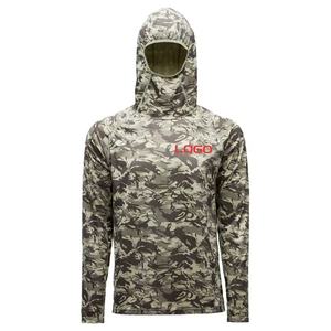 Camisa de Pesca con Capucha de Manga Larga para Hombre, Protección UPF 50 Anti-UV, Color Sólido, Secado Rápido, Ropa de Exterior, Logotipo Frontal Impreso, Estilo Pullover - Product Image 3