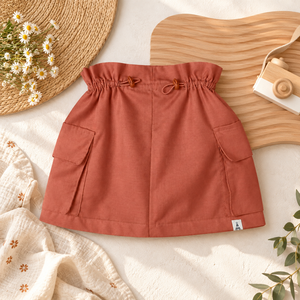 <b>Elastic</b> <b>Waist</b> Cargo Mini <b>Skirt</b> With Pockets Solid Color Cotton Bamboo Fiber Women's Casual <b>Skirt</b> All Seasons - Product Image 4