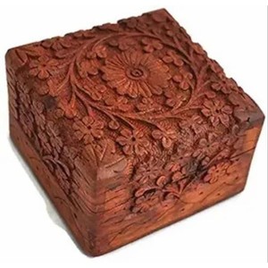 Caja de Joyería de Cinabrio Tallada a Mano al por Mayor |   Artesano de Moradabad, India - Product Image 2