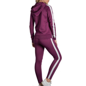 Ensemble de survêtement de sport pour femme 100 % coton, à manches longues, avec capuche ajustée, pour l'entraînement - Product Image 3