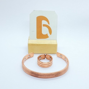 Brazalete de Cobre Vintage Étnico Indio con Anillo, Conjunto de Joyería Unisex Hecho en India - Product Image 4