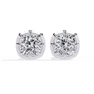 Boucles d'oreilles clous diamant soleil – Monture coussin 8 griffes VVS DEF CVD Diamant de laboratoire Or rose massif 10K 14K 18K à tige percée - Product Image 5