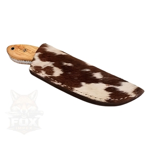 Couteau de chasse tactique de survie à lame droite en acier de Damas de qualité industrielle, manche en bois, étui en cuir, garantie 3 ans - Product Image 3