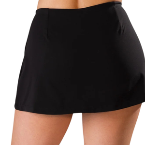 Mini-jupe noire taille haute pour femme en satin uni, décontractée, toutes saisons, confortable, coupe droite - Product Image 1