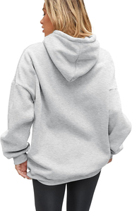 Sudadera con capucha extragrande para mujer, de forro polar grueso, estilo pullover, con hombros caídos, corte holgado y bolsillo canguro - Product Image 3