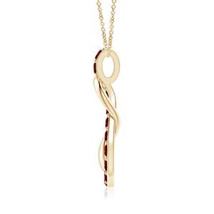 Pendentif en or 14 carats avec rubis rouges naturels multi-ronds, nœud infini et cœur bombé, magnifique pendentif unisexe de haute qualité pour les occasions spéciales - Product Image 3
