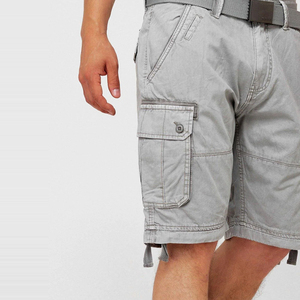 Shorts cargo gris pour hommes avec poches latérales, taille mi-haute, vêtements décontractés, matière en toile respirante - Product Image 4