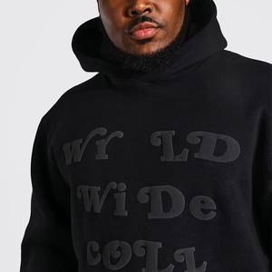 Sweat à capuche personnalisé avec logo en impression 3D en relief, tissu épais de 500 g/m², molleton de coton français - Product Image 3