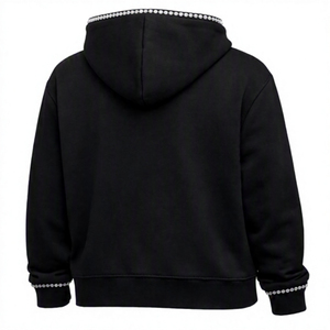 เสื้อฮู้ดดี้โอเวอร์ไซส์ประดับเพชรเทียม พิมพ์โลโก้ตามสั่ง คุณภาพสูง ผ้าฝ้ายเฟรนช์เทอร์รี่ 100% สำหรับผู้ชาย สไตล์สตรีทแวร์ - Product Image 3