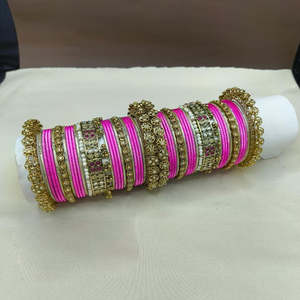 Gold Plated Crystal Stone Pearl <b>Bangle</b> <b>Set</b>-Fashion Jewelry - Product Image 1