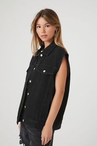 Retro 90s Aesthetic <b>Denim</b> Vest | Gender-Neutral Oversized <b>Sleeveless</b> <b>Jacket</b> | Acid Wash Sustainable <b>Denim</b> Gilet - Product Image 3