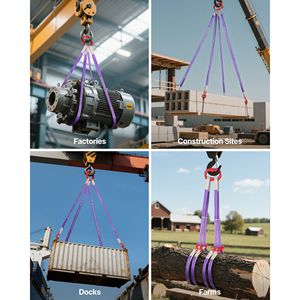 Eslinga de elevación de poliéster de alta resistencia de 4400 lb de capacidad, de 5 pies, con dos patas y ganchos, correas engrosadas, 2 unidades - Product Image 2