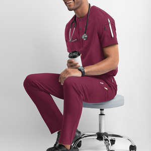 Conjunto de Uniforme Médico Unisex de Manga Corta con Bolsillo en el Pecho y Cierre, Uniforme de Hospital para Enfermeras y Clínicas, Ropa de Trabajo de Spandex y Poliéster - Product Image 5