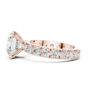 Bague de fiançailles en diamant de laboratoire rond brillant 3 carats, or massif 18 carats, certifiée IGI, avec large bande d'accentuation éternelle, VVS E-F - Product Image 6