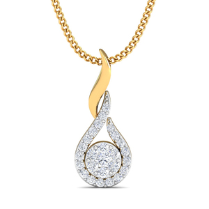 Luxury Women's 18K <b>Gold</b> Diamond <b>Pendant</b> Necklace Water Drop Shape Round Brilliant Cut Box Chain - Product Image 1