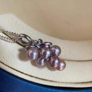 Collar con Diseño de Uvas Moradas Suculentas con Perla de Agua Dulce Real, Hebilla Universal Desmontable, Estilo Multiusos - Product Image 3