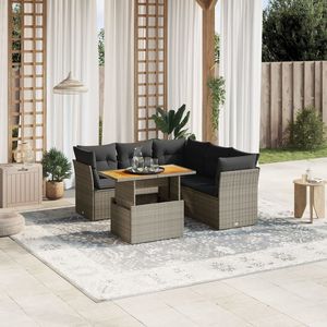 Ensemble de canapés de jardin en rotin PE gris avec accoudoirs réglables de taille moyenne - Product Image 1