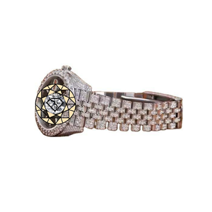 Luxury Custom Icedout Stainless Steel Analog Quartz <b>Watch</b> Moissanite Encrusted <b>Case</b> Band 39mm Dial Sapphire Crystal Eco-Friendly - Product Image 2