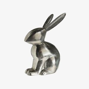 Sculptural cast aluminium bunny statue refined wildlife <b>art</b> <b>object</b> created for decorative tabletop and console displays - Product Image 4