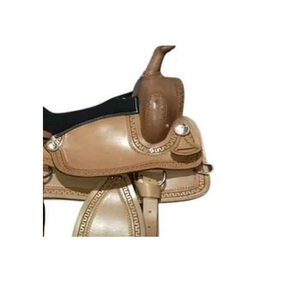 Selle de cheval Western en cuir marron avec arceau en plastique, siège confortable en daim noir, 10-18 pouces, ASHMIRA EQUESTRIAN - Product Image 2