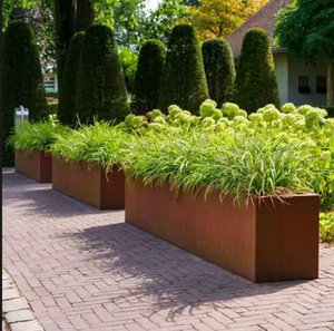 Rustic Corten Steel Rectangular Garden <b>Planter</b> Box Outdoor Patio Balcony Flower Pot <b>Large</b> Metal Trough Container - Product Image 1