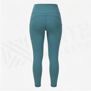 Leggings de yoga taille haute pleine longueur avec poches, couleur unie, sans couture, extensibles dans quatre directions, en Spandex et Polyester, vêtements de sport pour femmes - Product Image 2