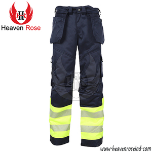 High Visibility Workwear <b>Trousers</b> Reflective Safety Cargo Pants with Holster Pockets Reinforced Knees EN ISO 20471 Wholesale - Product Image 4