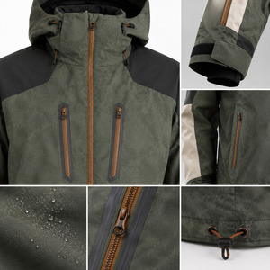 Men's Waterproof Zipper Front <b>Ski</b> Jacket Hooded Color Blocked Synthetic 10000mm Breathable Outdoor Wear - Product Image 6