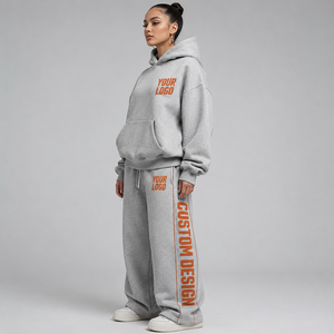 Custom Factory Direct Custom Print Logo Wide Leg <b>Jogger</b> Set <b>Women</b> Dropped Crotch <b>Jogger</b> Fit Cotton Terry <b>Fleece</b> For Wear - Product Image 3