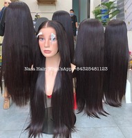 Cheveux bruts la perruque sans enchevêtrement cheveux humains bruts vietnamiens fabriqués à partir de 2 faisceaux de dentelle HD droite naturelle de couleur claire