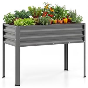 Fioriera Ergonomica in Metallo Grigio da 44 Pollici, Letto Rialzato da Giardino da 32 Pollici con Fori di Drenaggio per Uso Esterno - Product Image 1