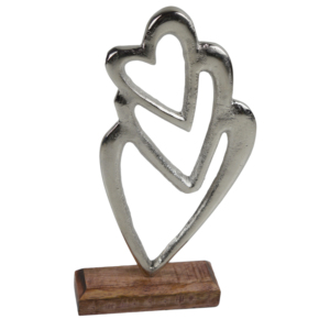 Triple Heart With Wooden Base Best Christmas Supplies Creative Ornaments for Home Table Desk Indoor <b>Decor</b> Trendy Sculptures - Product Image 3