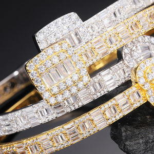 Luxury Women's 925 <b>Silver</b> Rhodium Plated <b>Cuff</b> <b>Bracelet</b> With Baguette Cut Diamond Heart Design Channel Setting Wedding Jewelry - Product Image 3