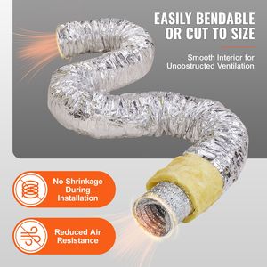 Tubo Flessibile Isolato per Asciugatrice da 1,5 m, Lungo 7,6 m, con 2 Morsetti per Tubi, Protezione a 3 Strati Resistente per Impianti HVAC e Riscaldamento, Ideale per Appartamenti - Product Image 4